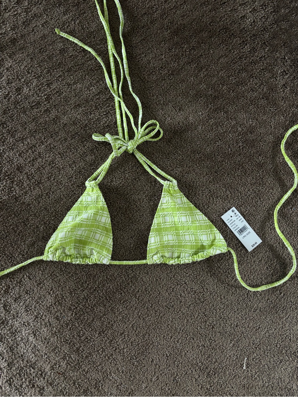 PacSun Lime Green Plaid Triangle Bikini Top